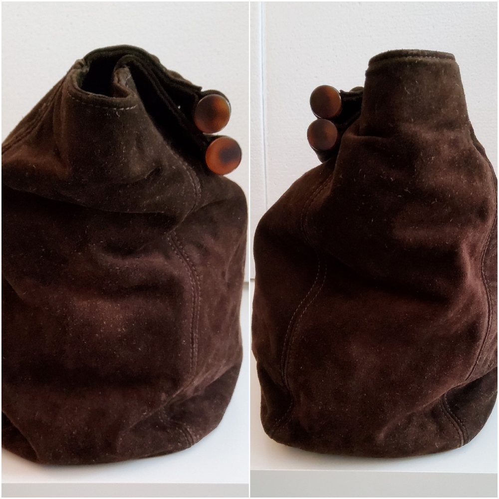 CC CHANEL BROWN SUEDE LEATHER VINTAGE ROD HAND BAG, CERTIFIED AUTHENTIC ♥ - Picture 6 of 15